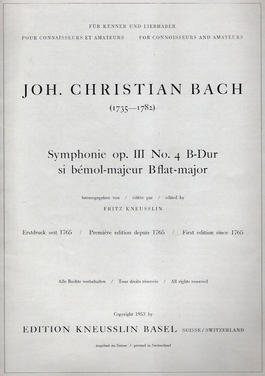 Bach, Symphonie op.3 No.4 Partitur